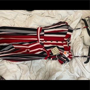 Red white and black jumpsuit